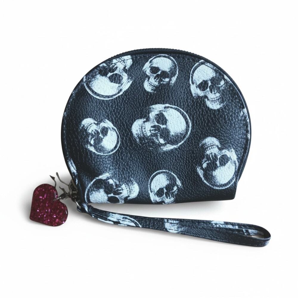 Hot Topic Monster High Draculaura Coin Purse Black & White Goth Skull Red Heart